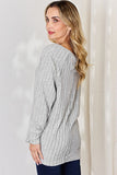 Ribbed Round Neck Slit T-Shirt